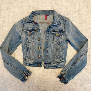 H&M Denim Blue Crop Jean Jacket XS 2